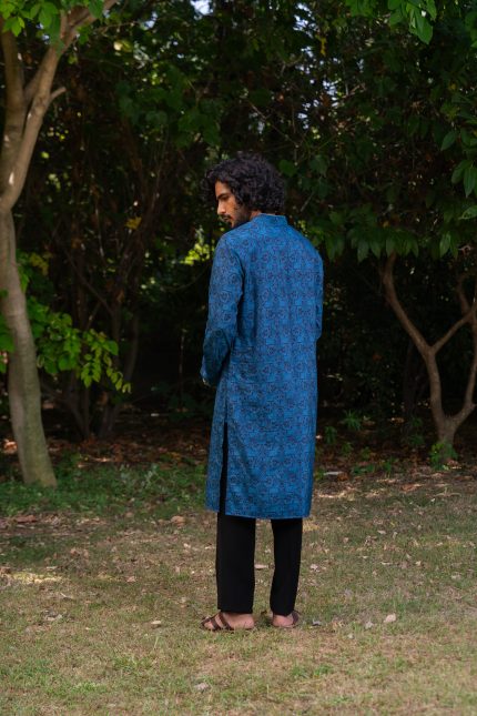 Shop Blue Printed Kurta | Neel Mosaic | Men's Kurtas | Ayush Jain | houseofayushjain