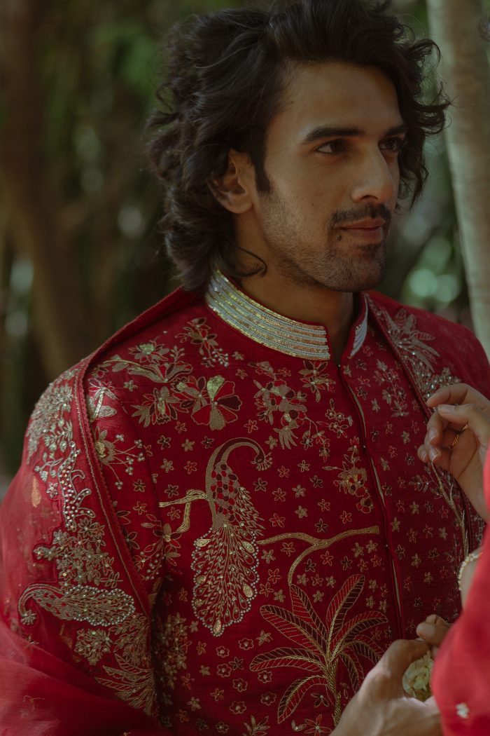 Shop Red Sherwani Set | Dushyant | Indian Sherwani | Ayush Jain | houseofayushjain