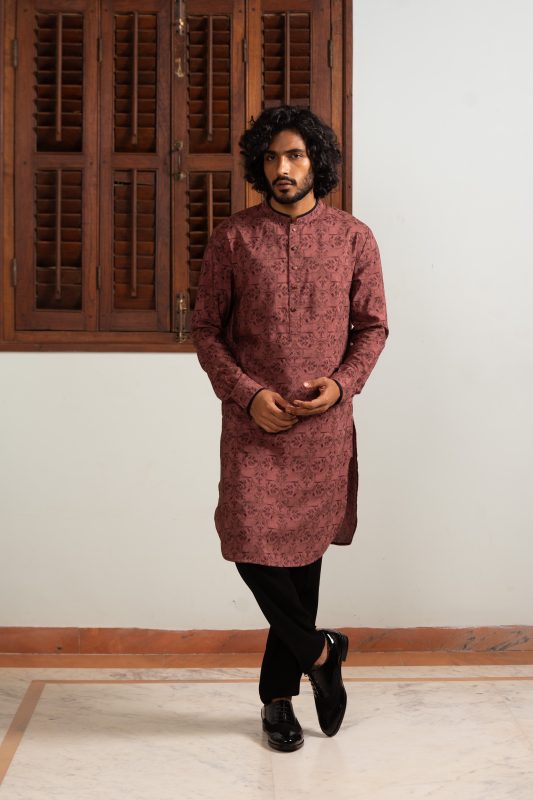 Shop Brown Printed Kurta | Brown Mosaic | Men Kurta | Ayush Jain | houseofayushjain