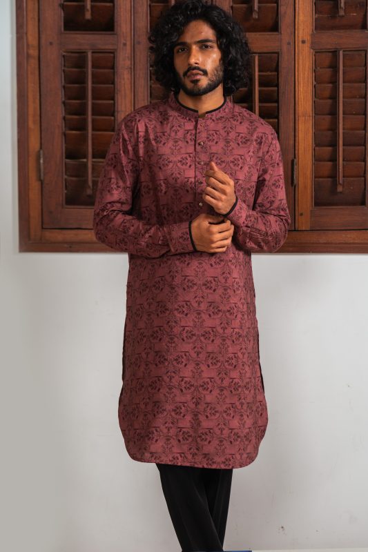 Shop Brown Printed Kurta | Brown Mosaic | Men Kurta | Ayush Jain | houseofayushjain