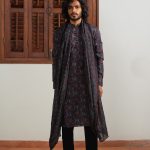 Shop Cotton Silk Kurta | Sable Mosaic Set | Men's Kurta | Ayush Jain | houseofayushjain