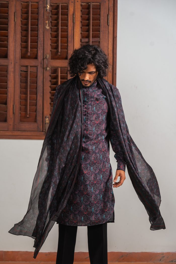 Shop Cotton Silk Kurta | Sable Mosaic Set | Men's Kurta | Ayush Jain | houseofayushjain