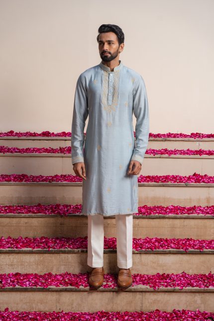 Buy Azure Blue Kurta | Shop Kurtas For Men | Azure | Ayush Jain | houseofayushjain