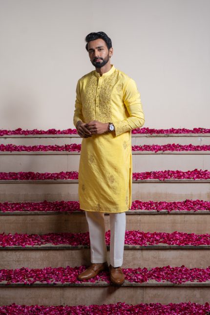 Shop Floral Embroidery Kurta | Sunny Petals | houseofayushjain | Ayush Jain