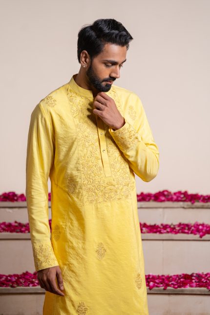 Shop Floral Embroidery Kurta | Sunny Petals | houseofayushjain | Ayush Jain