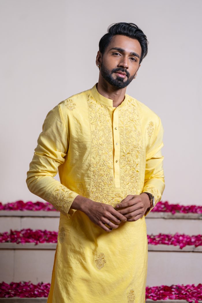 Shop Floral Embroidery Kurta | Sunny Petals | houseofayushjain | Ayush Jain