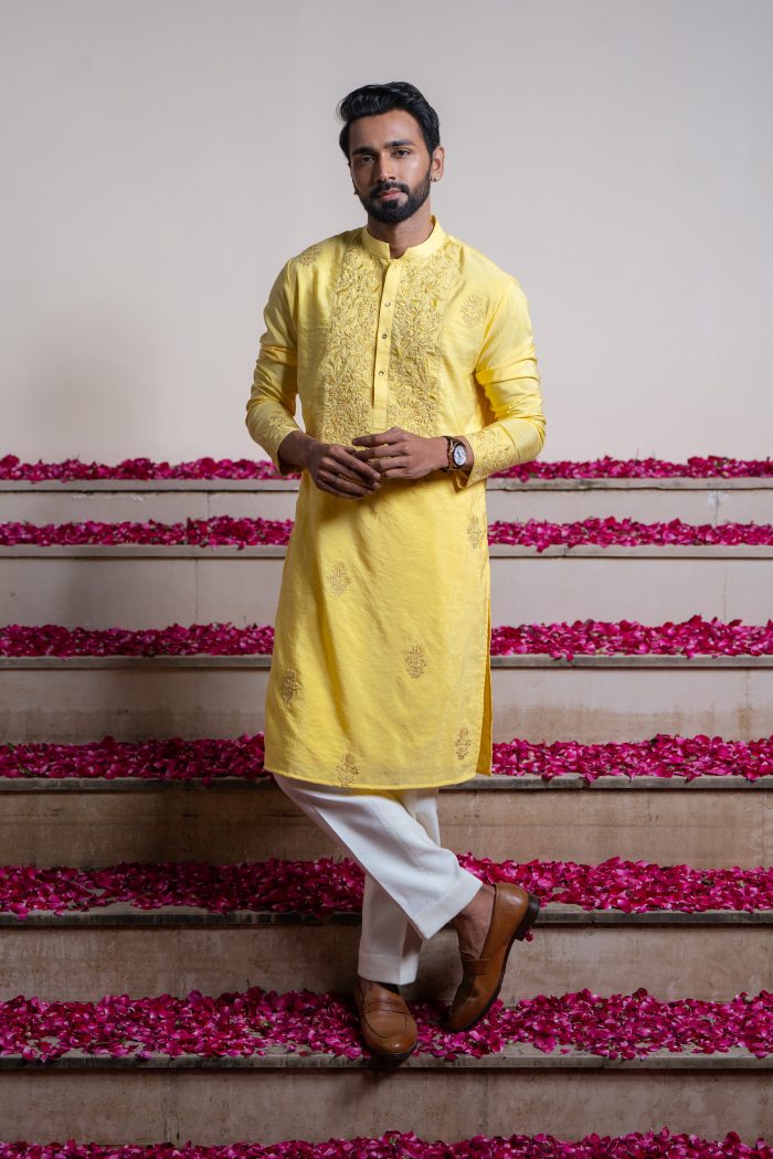 Shop Floral Embroidery Kurta | Sunny Petals | houseofayushjain | Ayush Jain