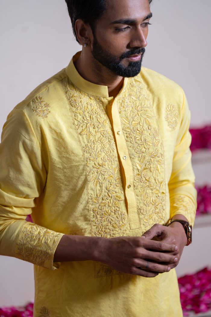 Shop Floral Embroidery Kurta | Sunny Petals | houseofayushjain | Ayush Jain