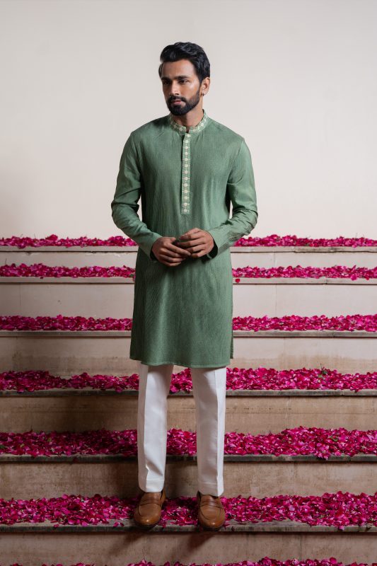 Shop Dori Work Kurta | Kurtas for Men | Panna | houseofayushjain | Ayush Jain