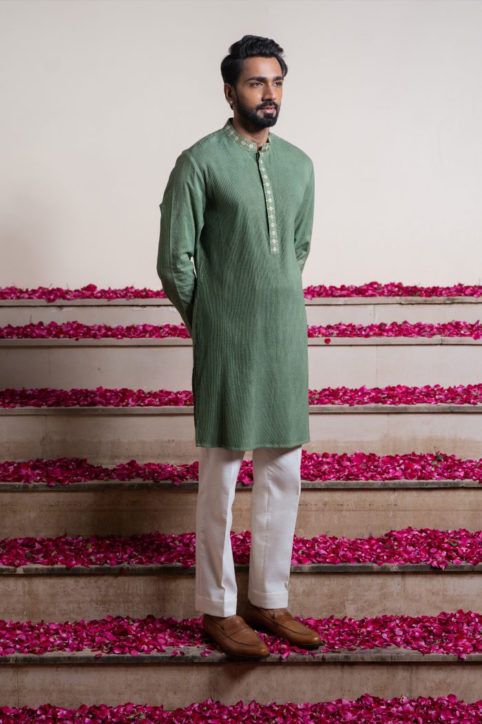 Shop Dori Work Kurta | Kurtas for Men | Panna | houseofayushjain | Ayush Jain