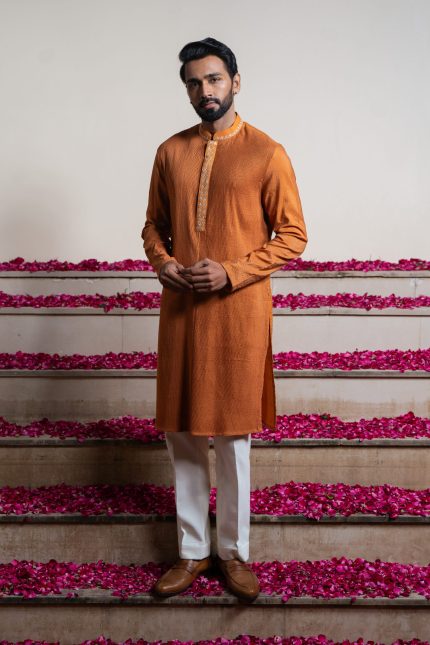 Shop Gerua Kurta | Kurtas for Men | Glass Garden | Ayush Jain | houseofayushjain