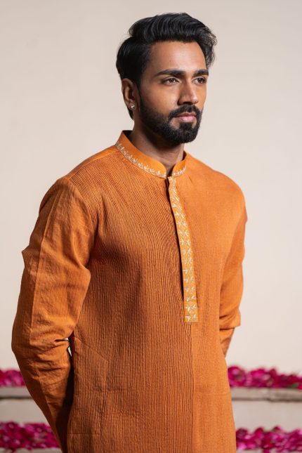 Shop Gerua Kurta | Kurtas for Men | Glass Garden | Ayush Jain | houseofayushjain