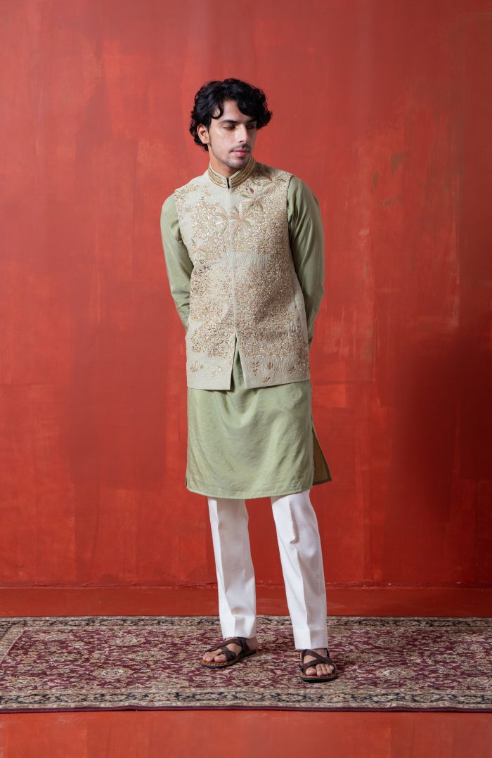 Shop Drishya | Buy Green Bandi Set | Ethnic Store | Ayush Jain | houseofayushjain