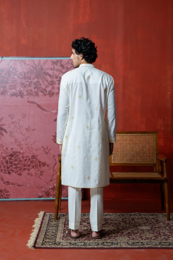 Buy Mogra Kurta | White Dori Blossom Kurta | houseofayushjain | Ayush Jain