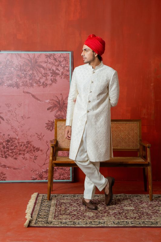 Scattered Embroidery Sherwani | Groom Sherwani | Ayush Jain