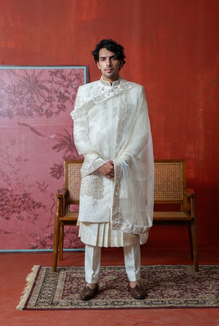 Buy Ivory Sherwani | Sacred Grove | Indian Sherwani | Ayush Jain | houseofayushjain