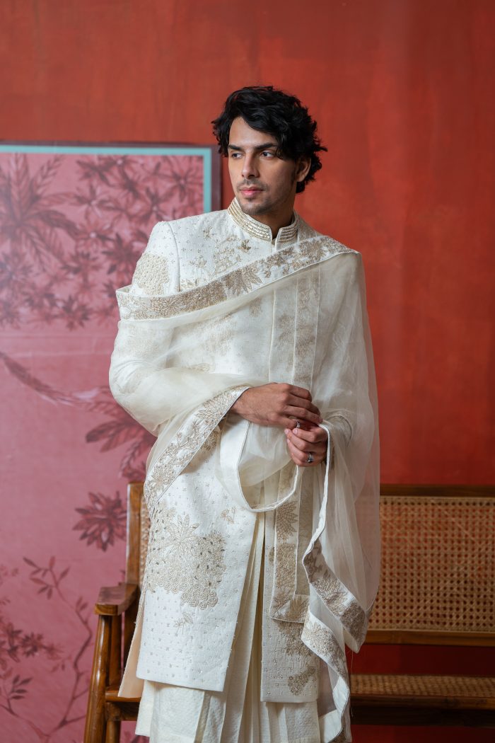 Buy Ivory Sherwani | Sacred Grove | Indian Sherwani | Ayush Jain | houseofayushjain