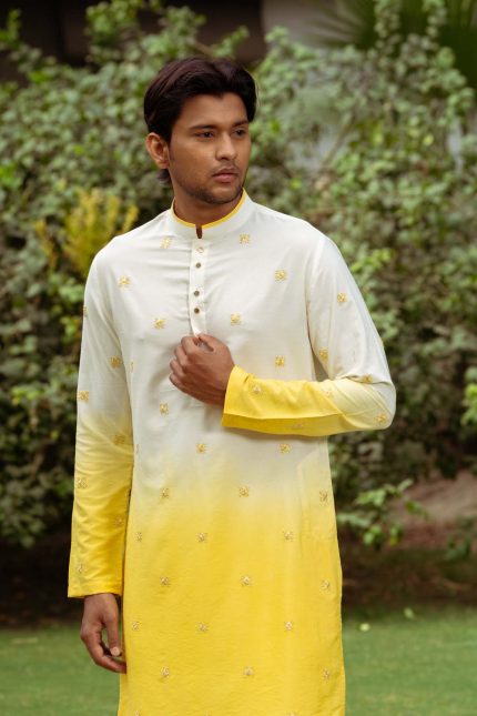 Shop Ombre Yellow Kurta | Chuski Kurta | houseofayushjain