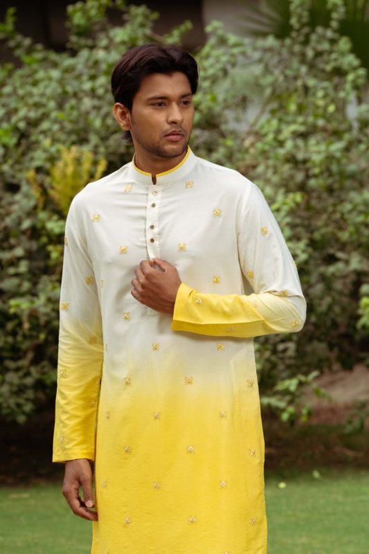 Shop Ombre Yellow Kurta | Chuski Kurta | houseofayushjain