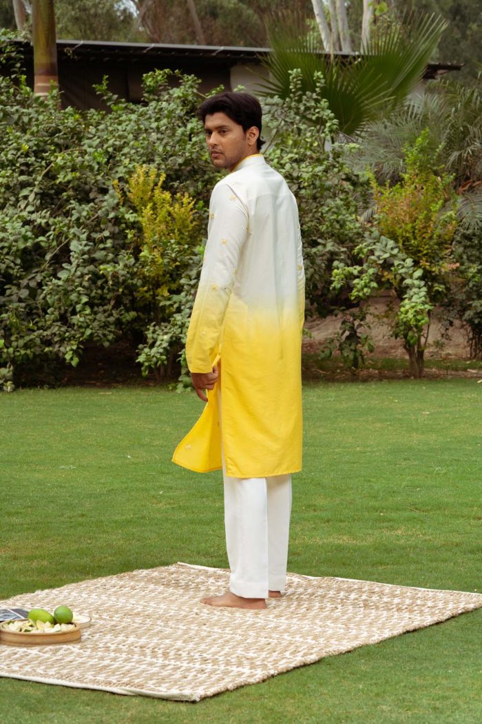 Shop Ombre Yellow Kurta | Chuski Kurta | houseofayushjain