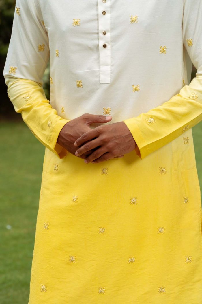Shop Ombre Yellow Kurta | Chuski Kurta | houseofayushjain