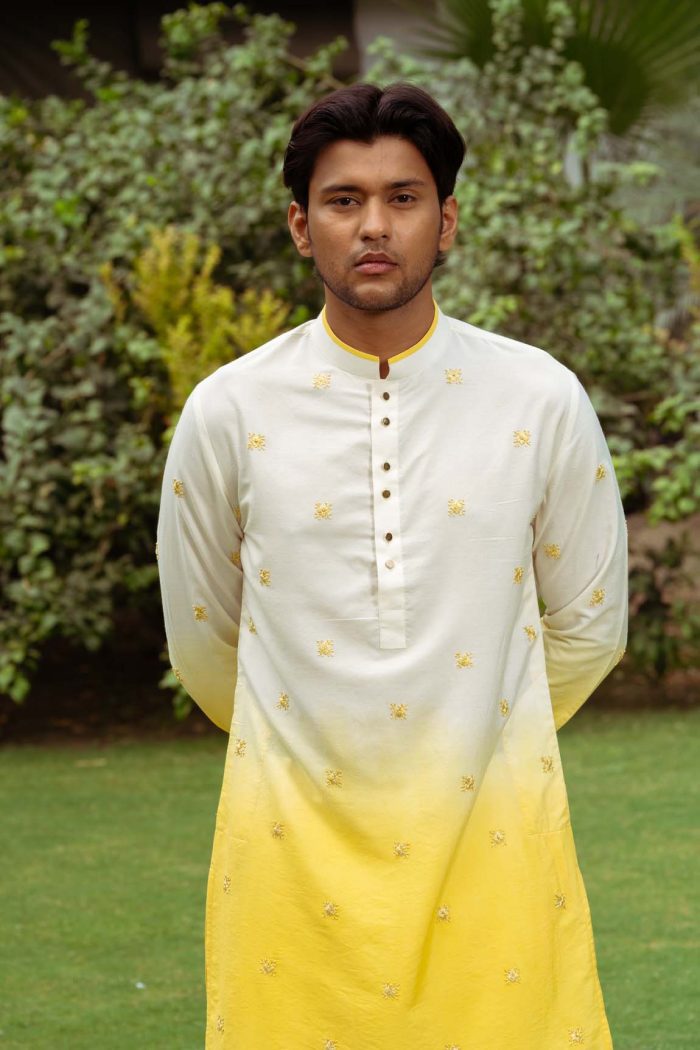 Shop Ombre Yellow Kurta | Chuski Kurta | houseofayushjain