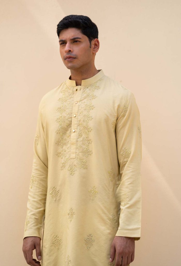 Buy Palash Kurta | Classy Golden Green Kurta | houseofayushjain