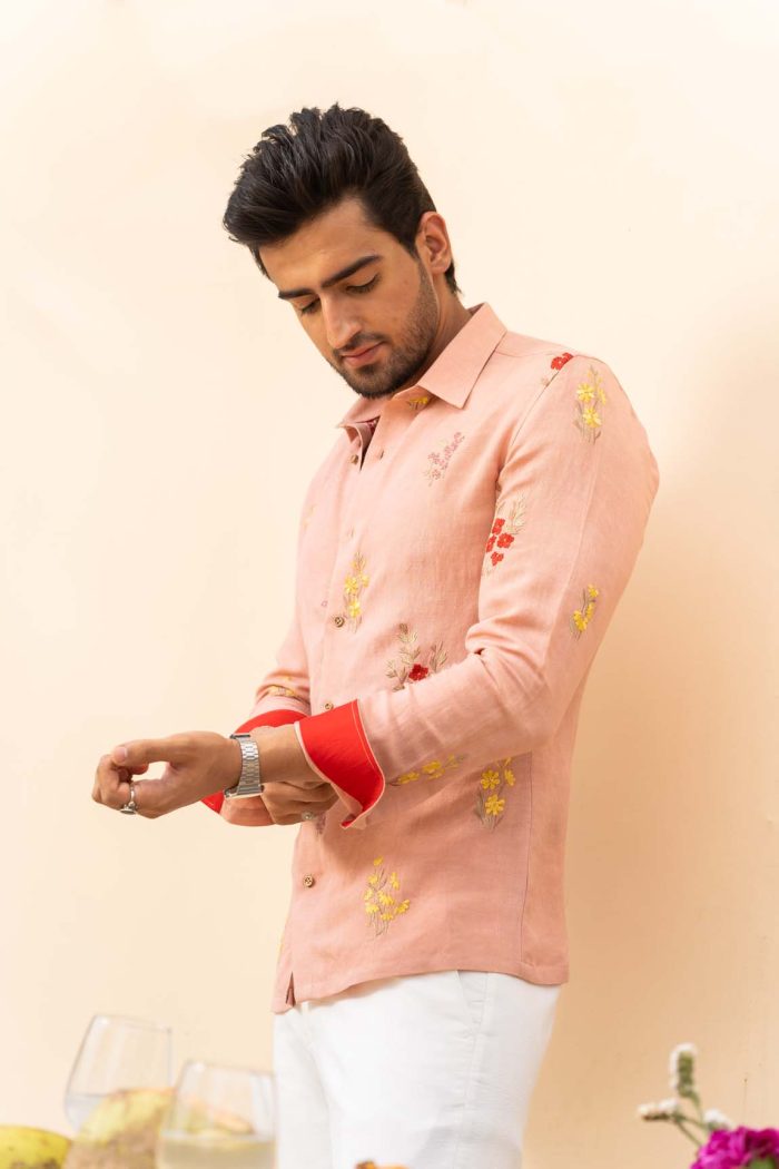 Shop Peach Pink Shirt | Bagheecha Shirt | houseofayushjain