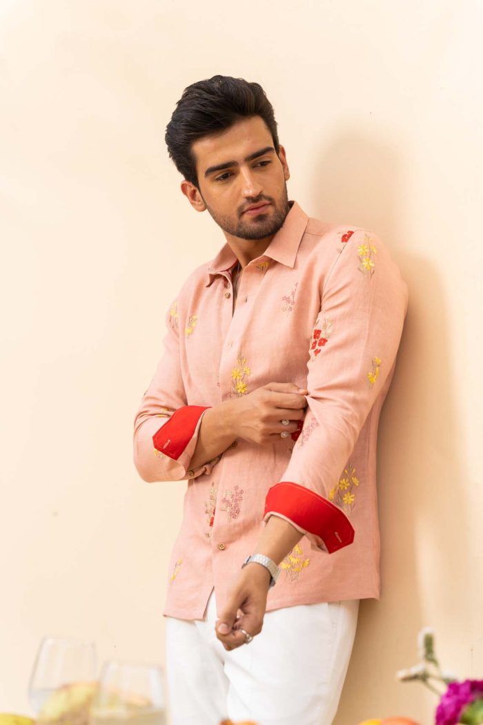 Shop Peach Pink Shirt | Bagheecha Shirt | houseofayushjain