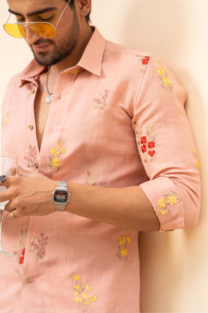 Shop Peach Pink Shirt | Bagheecha Shirt | houseofayushjain