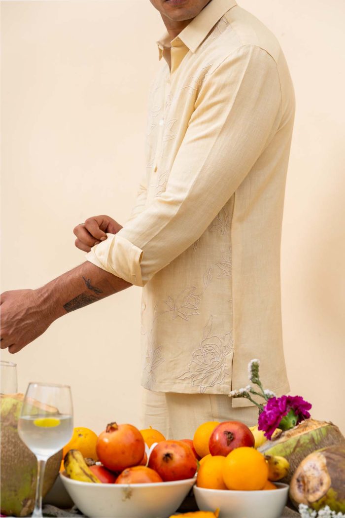 Rose Linen Shirt | Shop Chandan Shirt | houseofayushjain