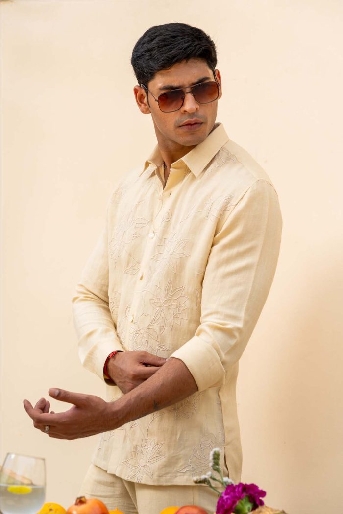 Rose Linen Shirt | Shop Chandan Shirt | houseofayushjain