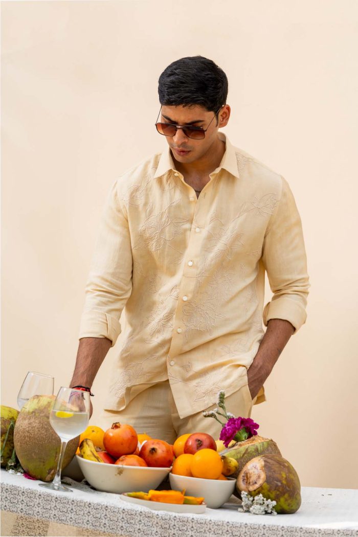 Rose Linen Shirt | Shop Chandan Shirt | houseofayushjain