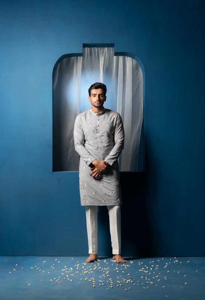 Shop Steel Blue Kurta | Mahira Kurta | houseofayushjain