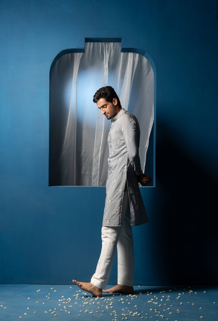 Shop Steel Blue Kurta | Mahira Kurta | houseofayushjain