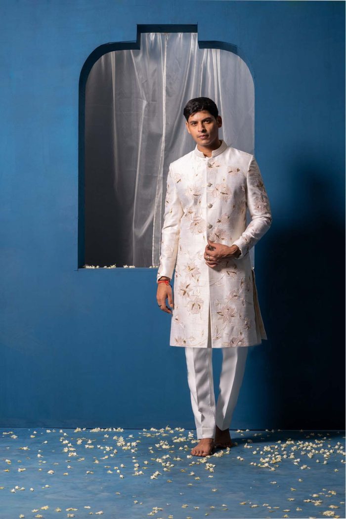 Shop Ivory Sherwani | Sukoon Sherwani | houseofayushjain