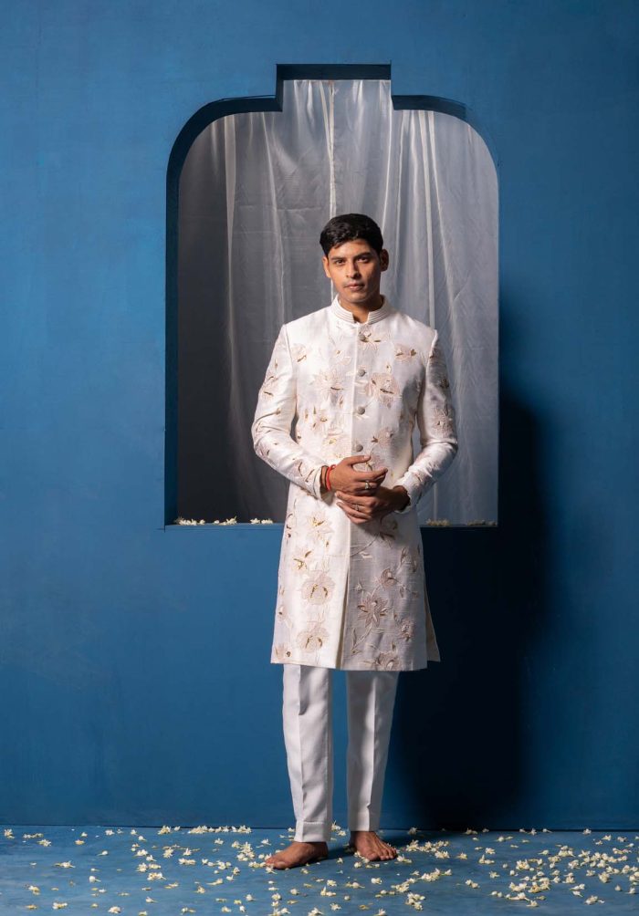 Shop Ivory Sherwani | Sukoon Sherwani | houseofayushjain