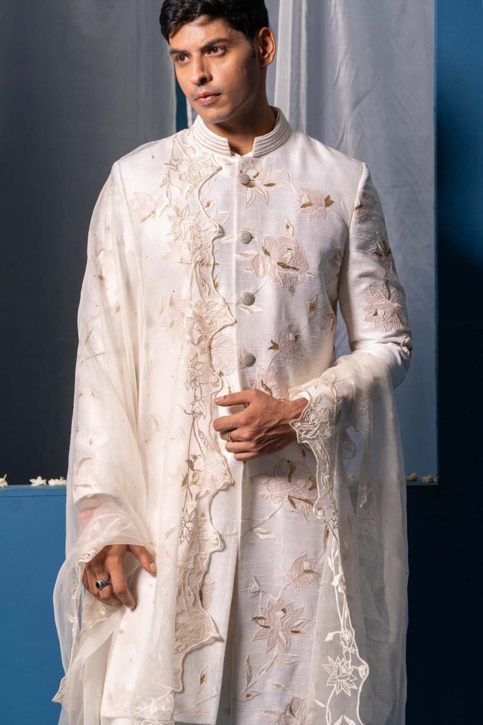 Shop Ivory Sherwani | Sukoon Sherwani | houseofayushjain