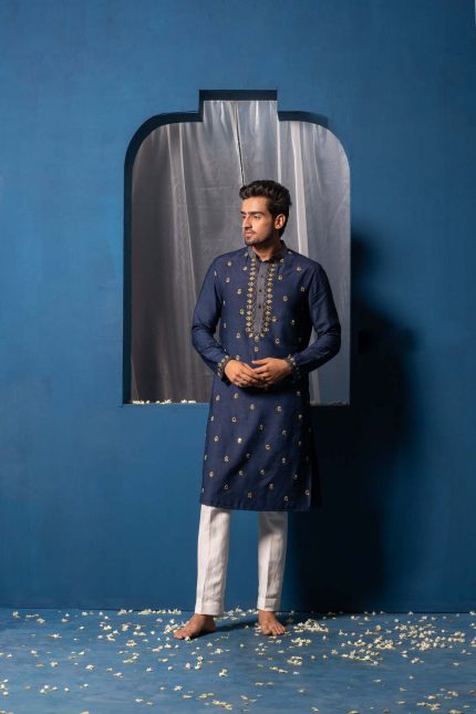 Shop Dark Blue Kurta | Ayina Kurta Set | houseofayushjain