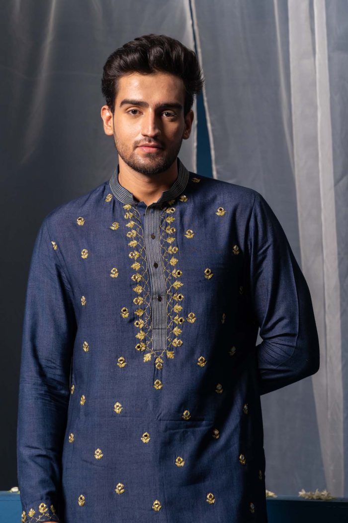 Shop Dark Blue Kurta | Ayina Kurta Set | houseofayushjain