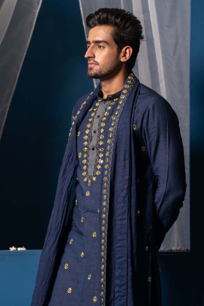 Shop Dark Blue Kurta | Ayina Kurta Set | houseofayushjain