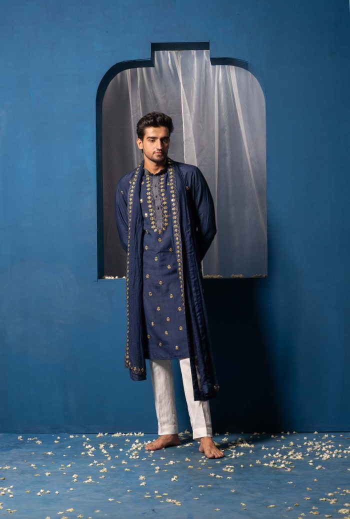 Shop Dark Blue Kurta | Ayina Kurta Set | houseofayushjain