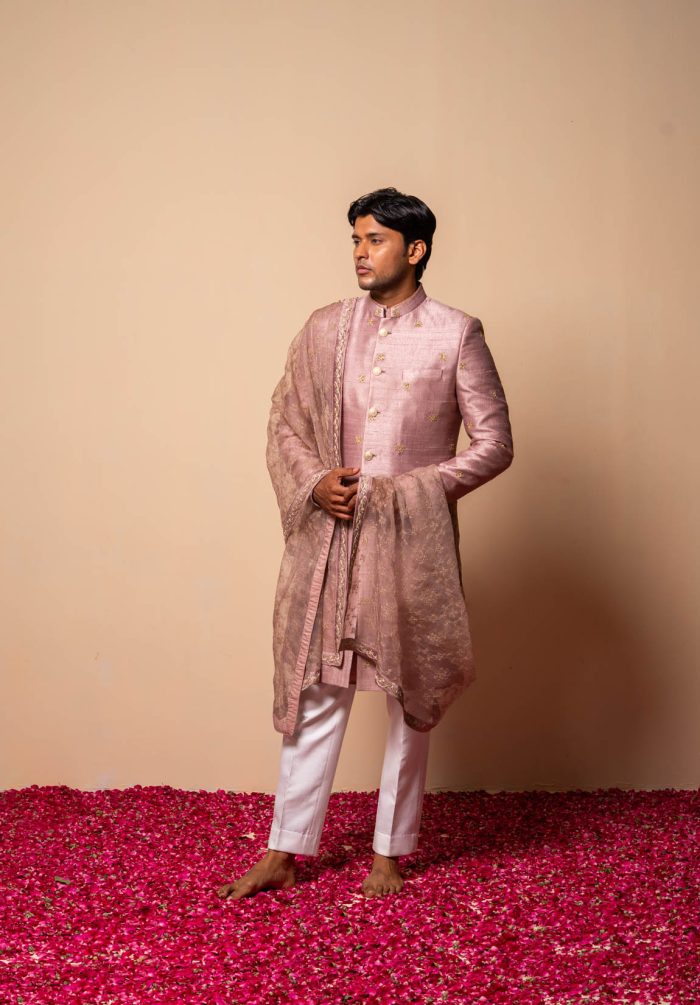 Shop Dull Pink Sherwani | Fitoor Sherwani | houseofayushjain