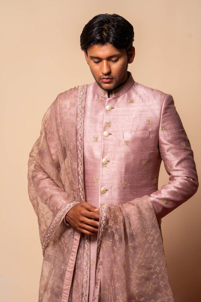 Shop Dull Pink Sherwani | Fitoor Sherwani | houseofayushjain