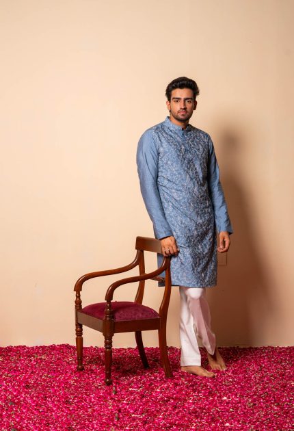 Shop Aangan Kurta | Elegant Blue Kurta | houseofayushjain