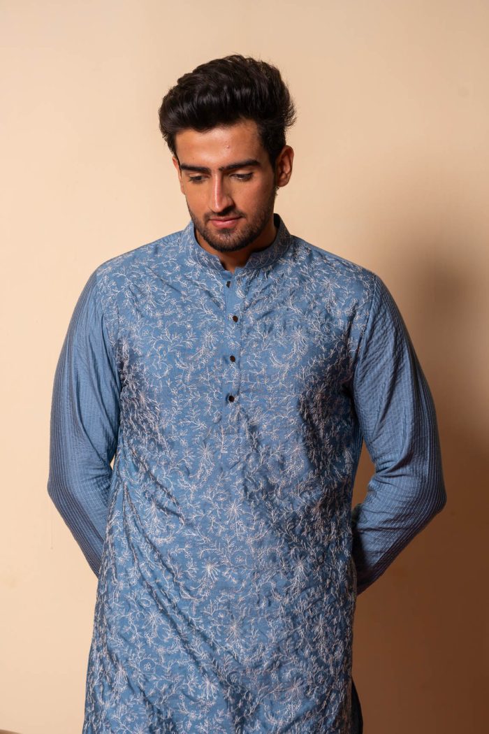 Shop Aangan Kurta | Elegant Blue Kurta | houseofayushjain