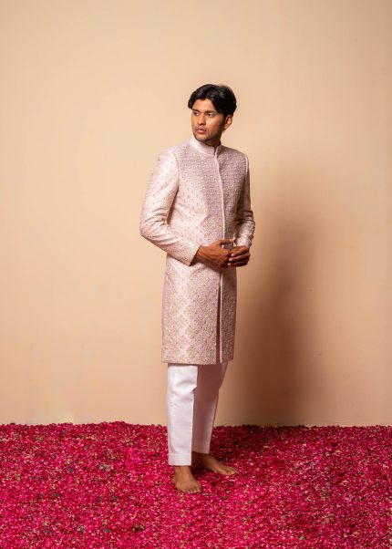 Shop Gulistan Sherwani | Light Pink Sherwani | houseofayushjain