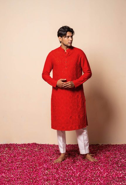 Shop Red Kurta | Roohafza Kurta in Delhi | houseofayushjain