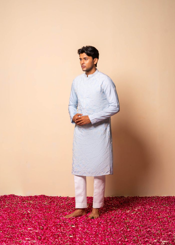 Dori Embroidery Blue Kurta | Ethnic Store in Delhi | houseofayushjain