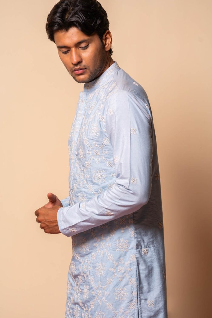 Dori Embroidery Blue Kurta | Ethnic Store in Delhi | houseofayushjain